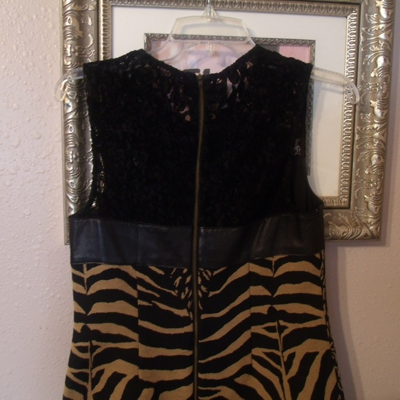 Tracy Reese Illusion Lace Leather Black/Tan  Dress - Picture 7 of 7